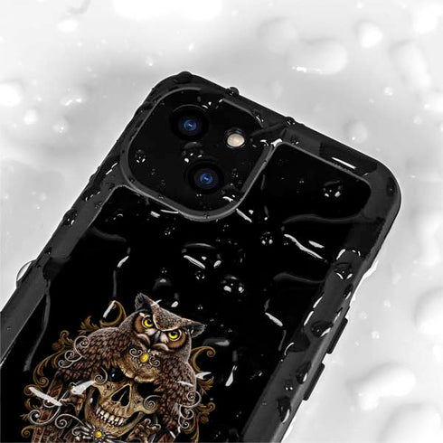 Skull and Owl by Sarah Richter iPhone 15 Plus Waterproof Case
